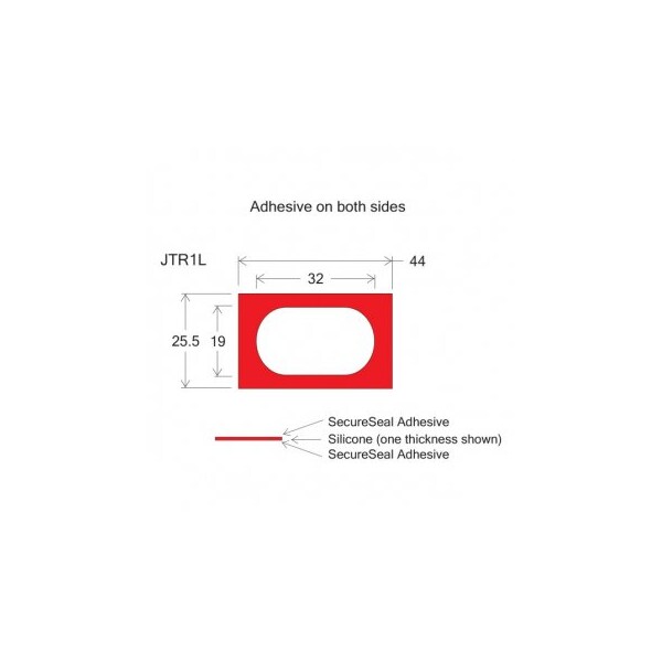 JTR Press-to-Seal Silicone Isolator, 0.5mm Thick, 19x32mm, 25/pk, 25PK